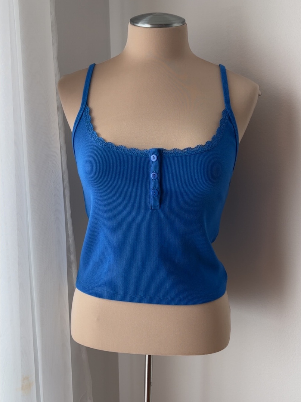 Forever 21 Royal Blue Lace-Trim Ribbed Camisole